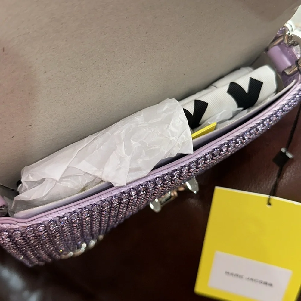 🔥🔥🔥NEW Marc Jacobs The Rhinestone J Purple Shoulder Bag - Picture 16 of 16